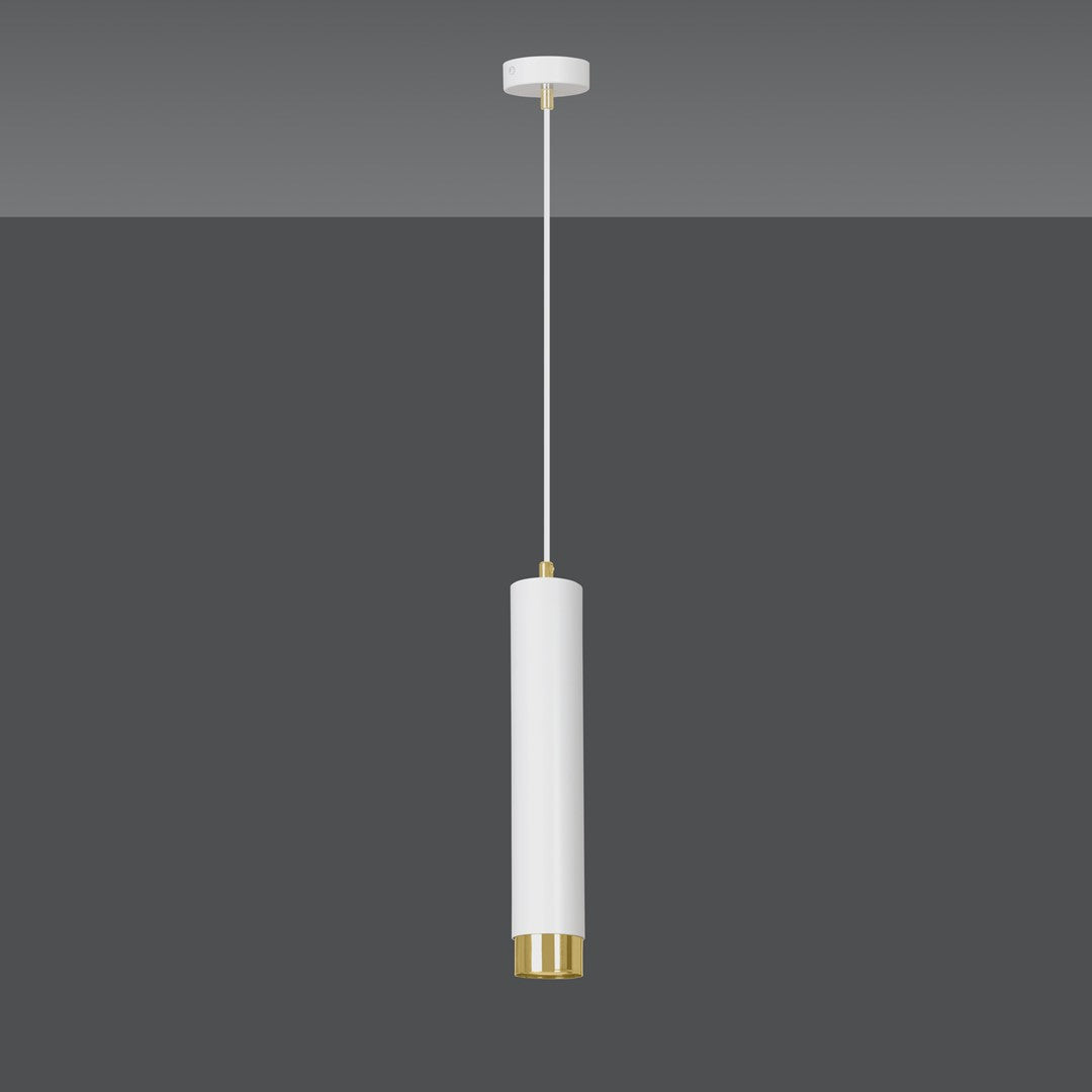 Même suspension cylindrique entière présentée sur fond gris dégradé