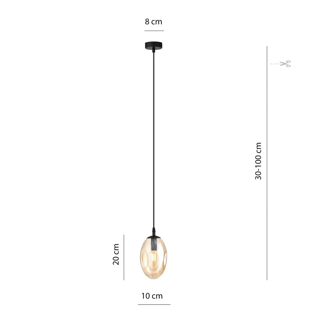 Schéma coté du luminaire, hauteur réglable de 30 à 100 cm
