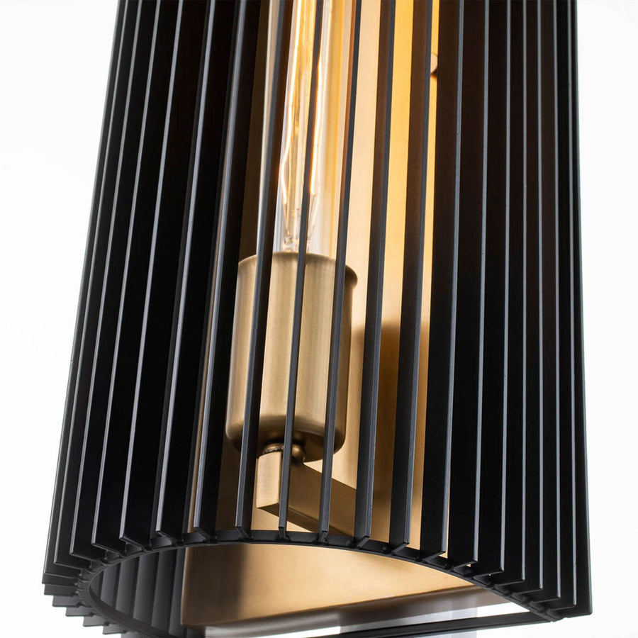 Applique murale Linara en acier, noir et laiton, hauteur 43,2 cm