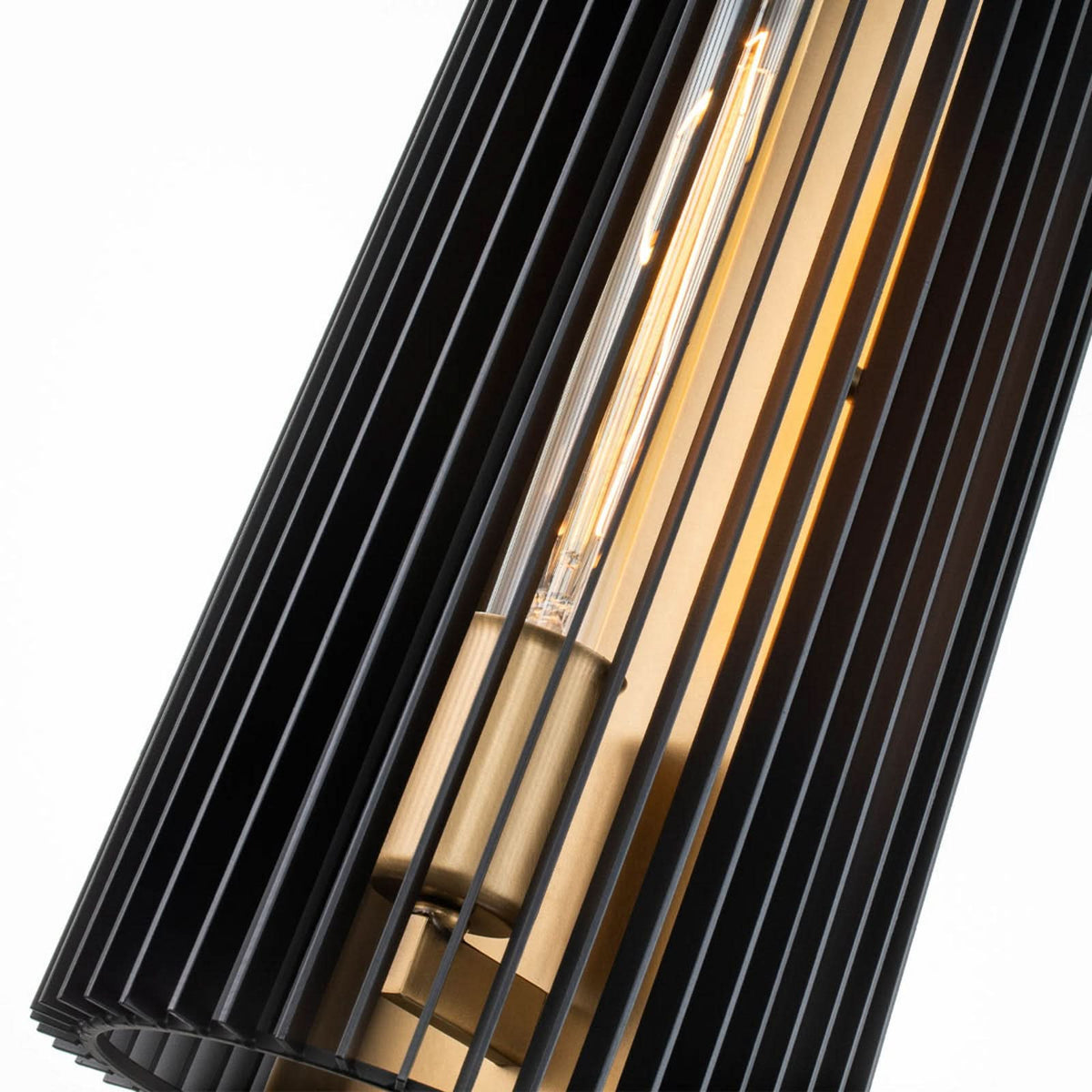 Applique murale Linara en acier, noir et laiton, hauteur 43,2 cm