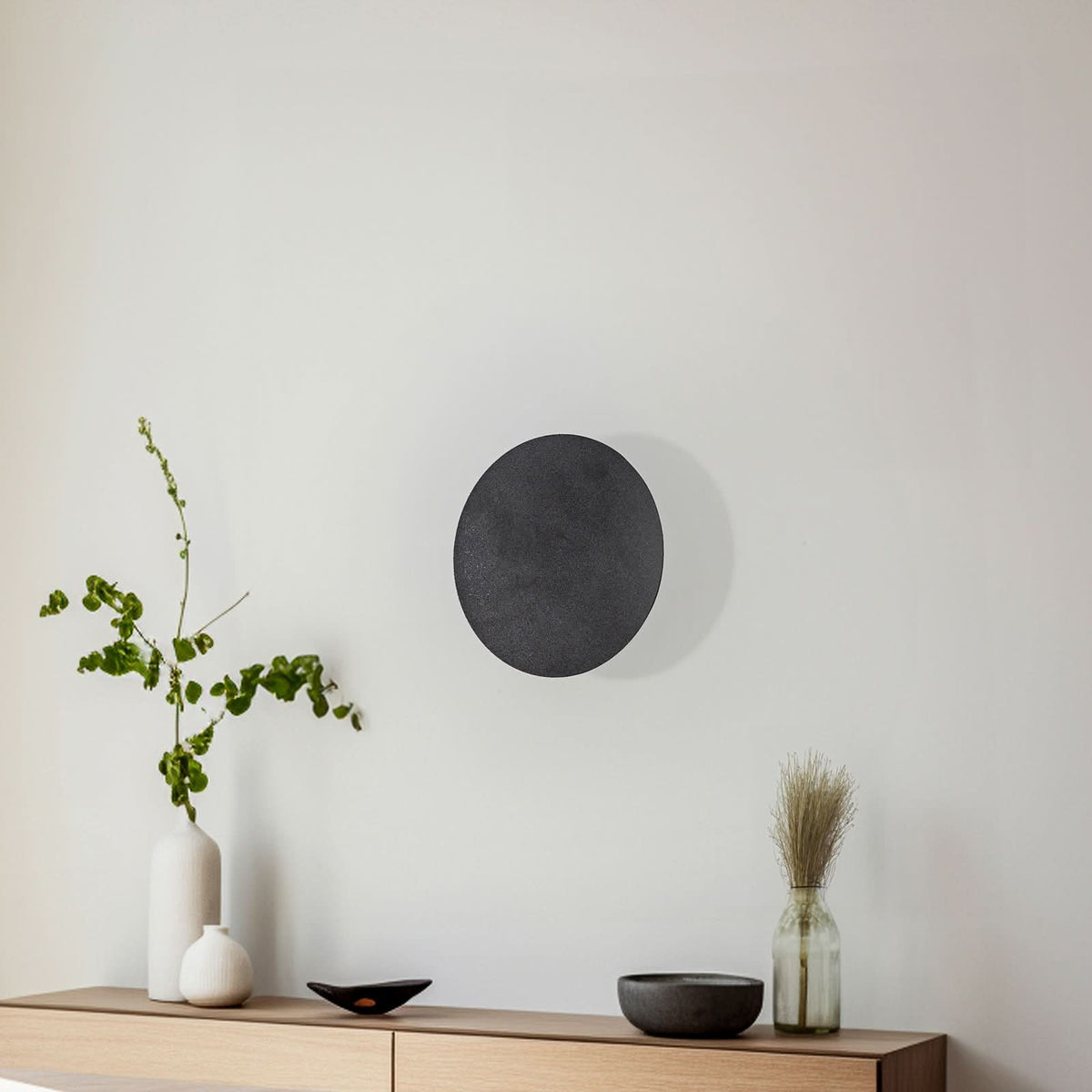 Applique murale Lunia New en métal, noir, 2 lumières, Ø 20 cm