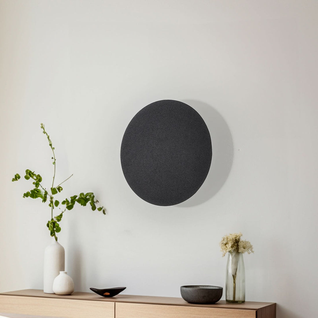 Applique murale Lunia New en métal, noir, 3 lumières, Ø 30 cm
