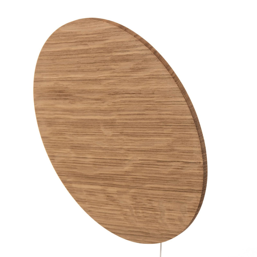 Applique murale Minimal en bois, chêne et noir, Ø 20 cm