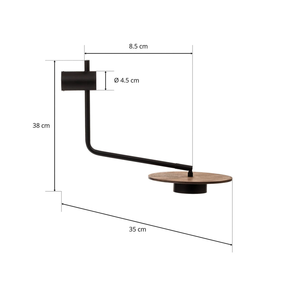 Applique murale Disk en bois, marron foncé et noir, hauteur 38 cm