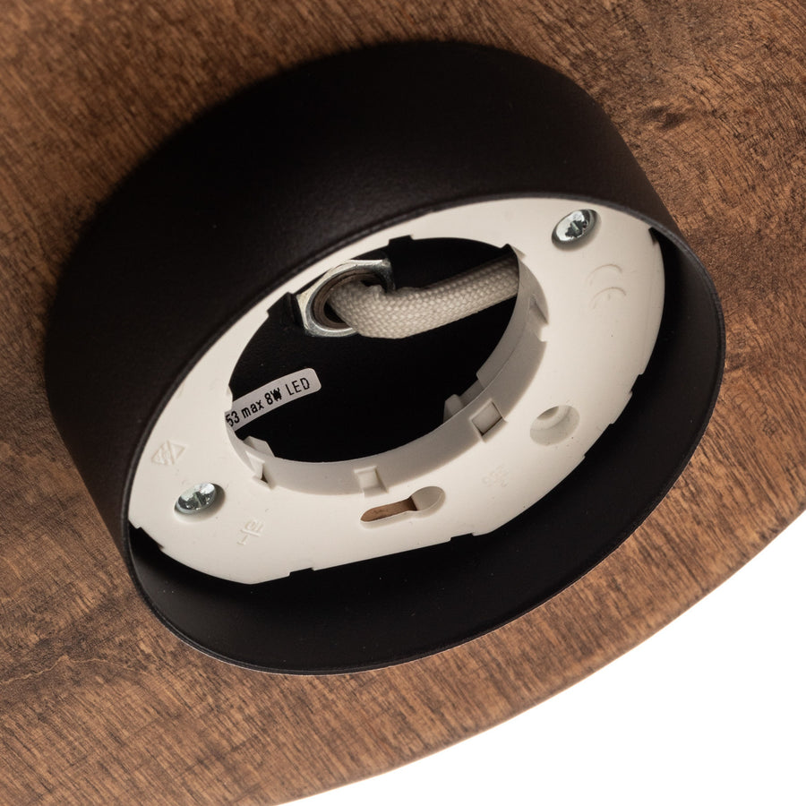 Applique murale Disk en bois, marron foncé et noir, hauteur 38 cm