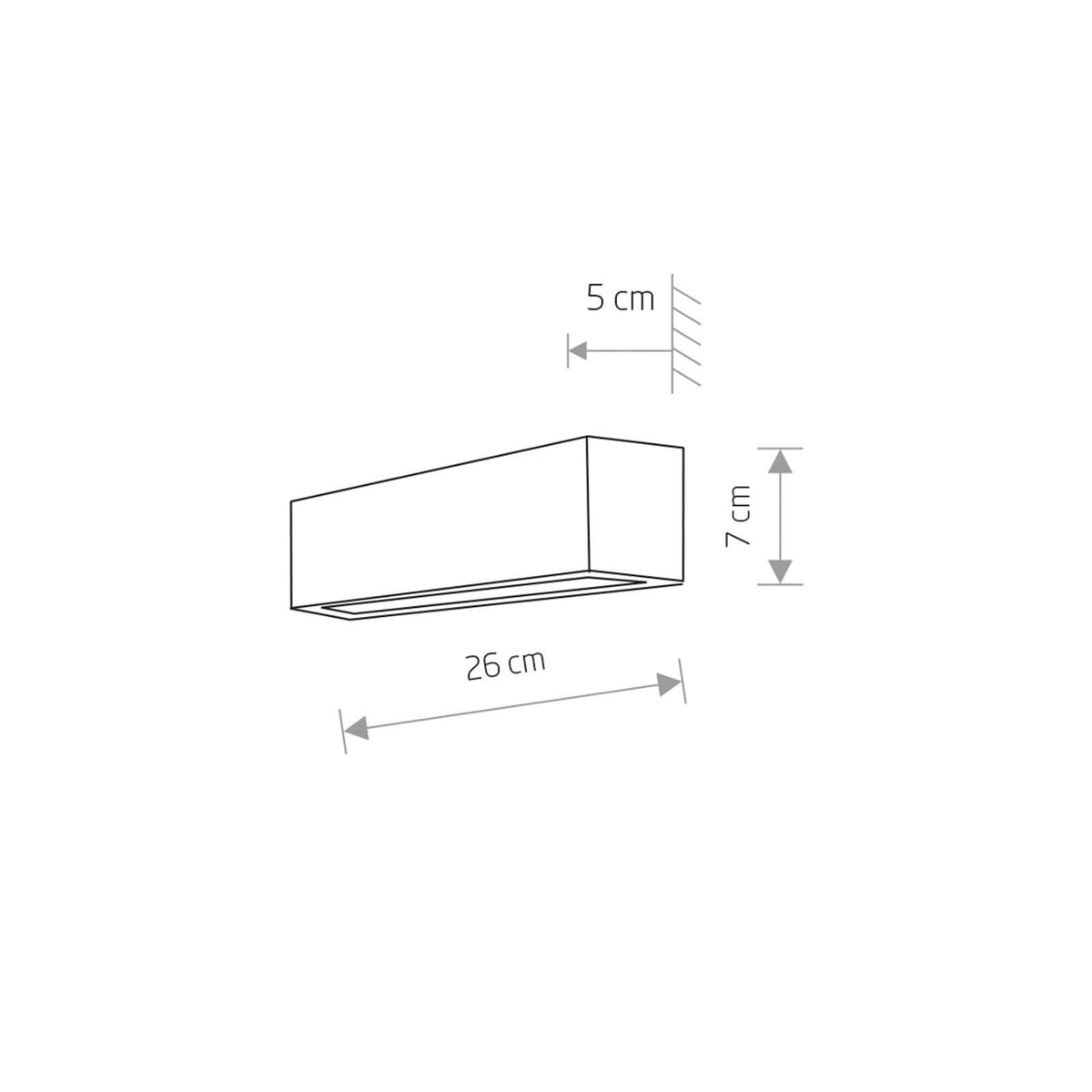 Applique murale Straight XS en acier, blanc, hauteur 7 cm