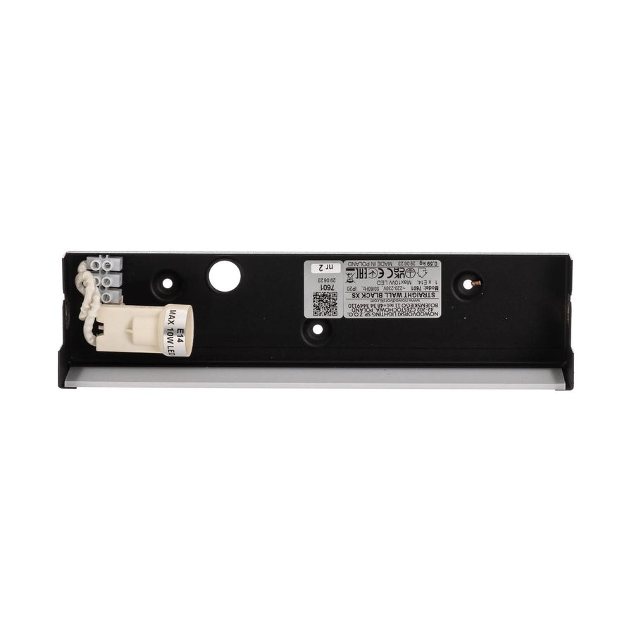 Applique murale Straight XS en acier, noir, hauteur 7 cm