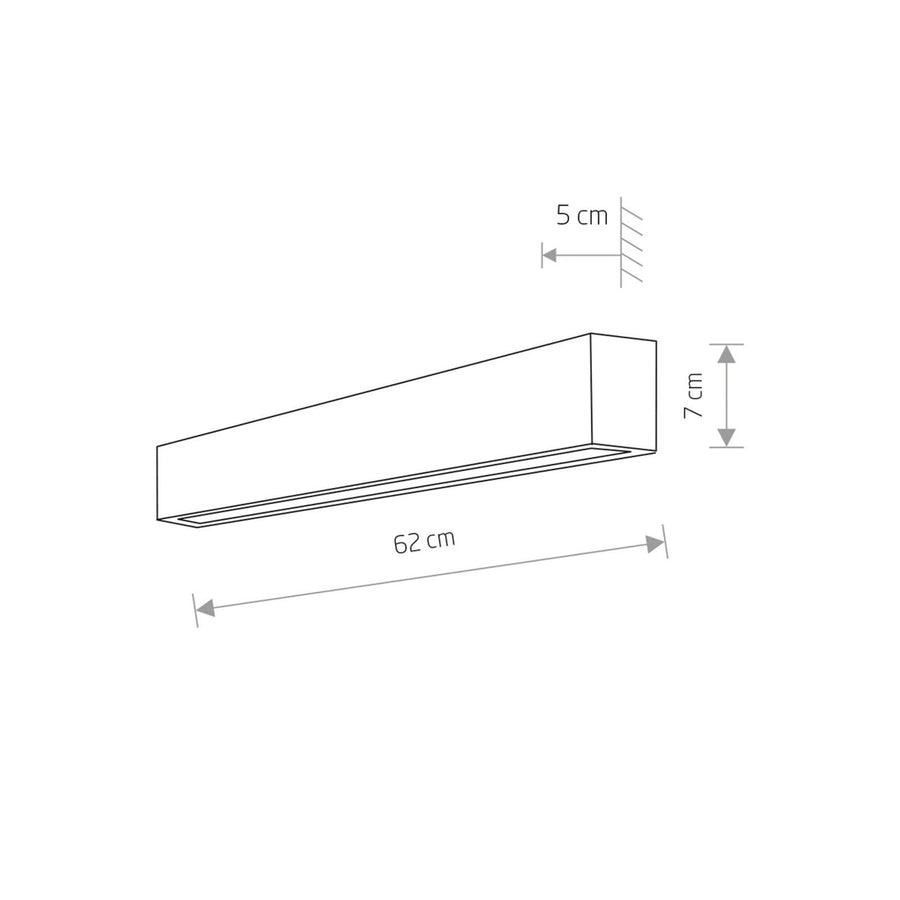 Applique murale Straight S en acier, blanc, hauteur 7 cm