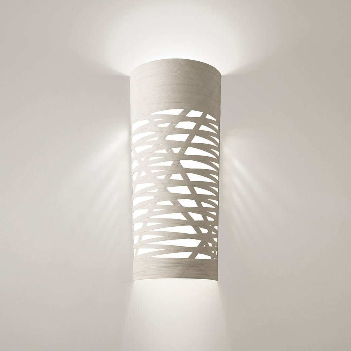 Applique murale Tress en verre, blanc, hauteur 59 cm