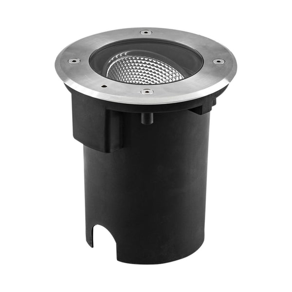 Spot encastré de sol d'extérieur LED Pentola en verre, acier inoxydable et transparent, Ø 18 cm