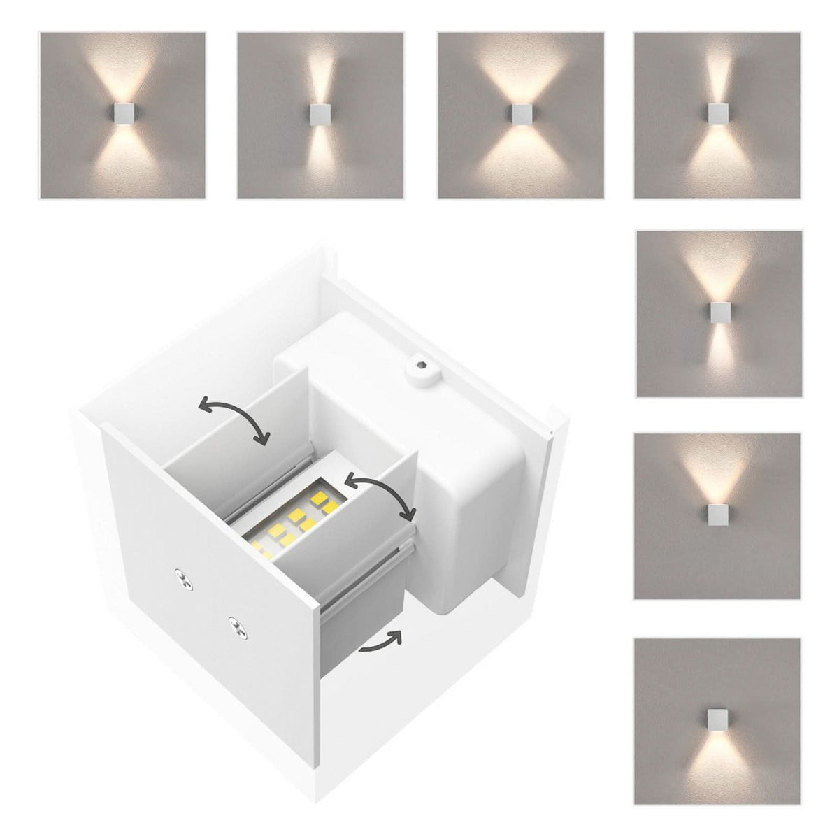 Applique murale LED Wlan en métal, blanc, hauteur 10 cm, IP44