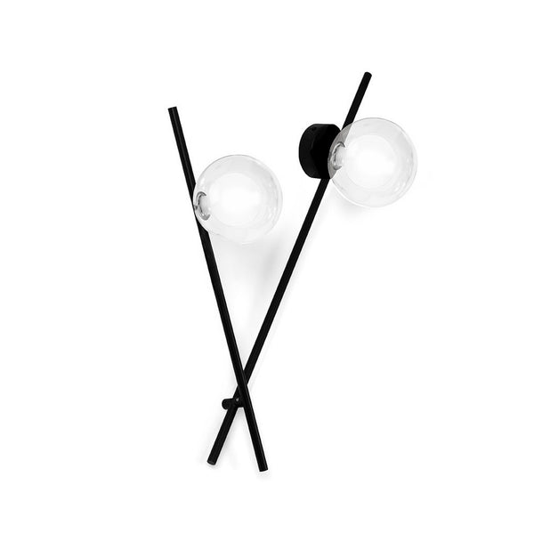 Applique murale Mikado en verre, noir et transparent, 2 lumières