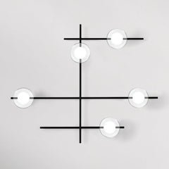 Applique murale Mikado en verre, noir et transparent, 5 lumières