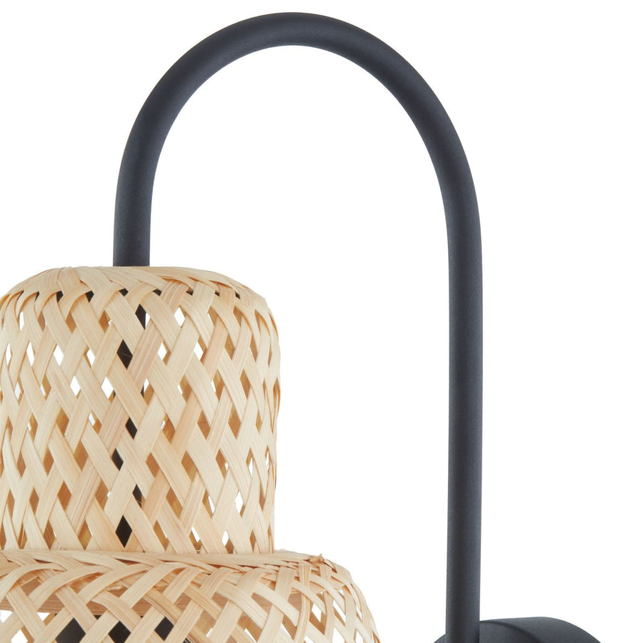 Applique murale Venora en bambou, bois et noir, Ø 15 cm