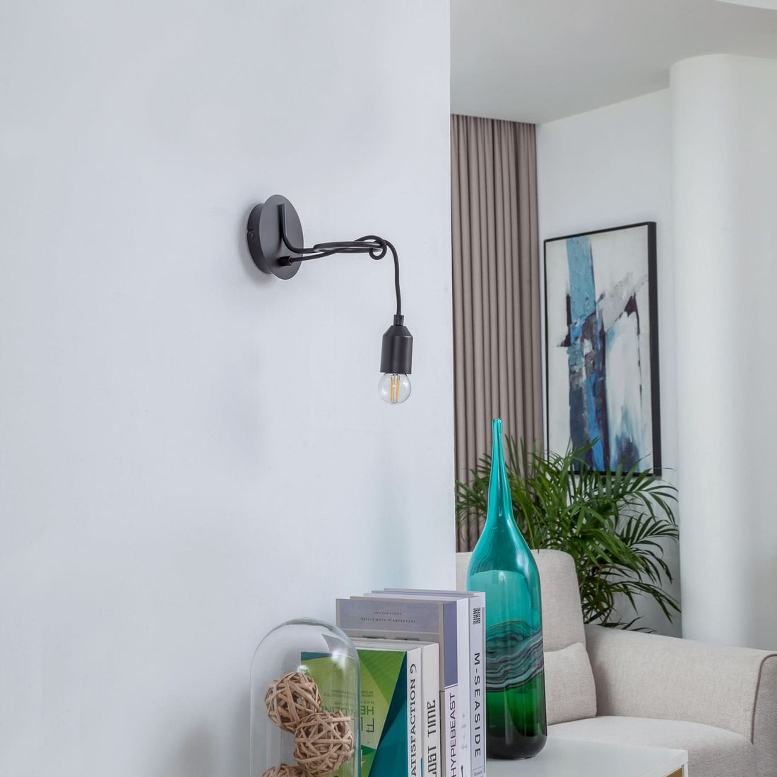 Applique murale Elira en métal, noir, Ø 10 cm