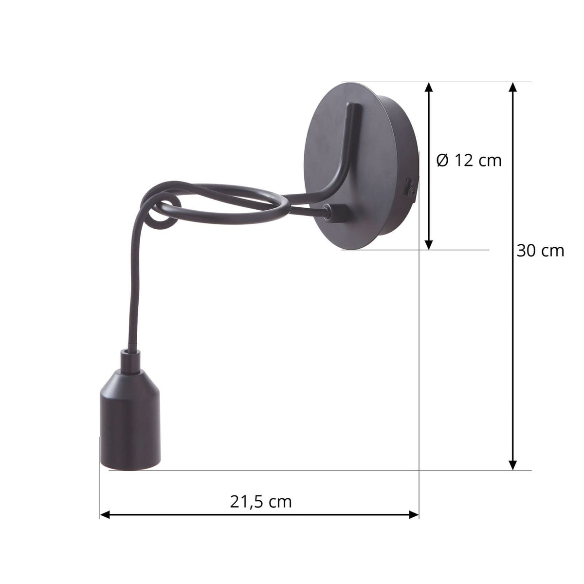 Applique murale Elira en métal, noir, Ø 10 cm