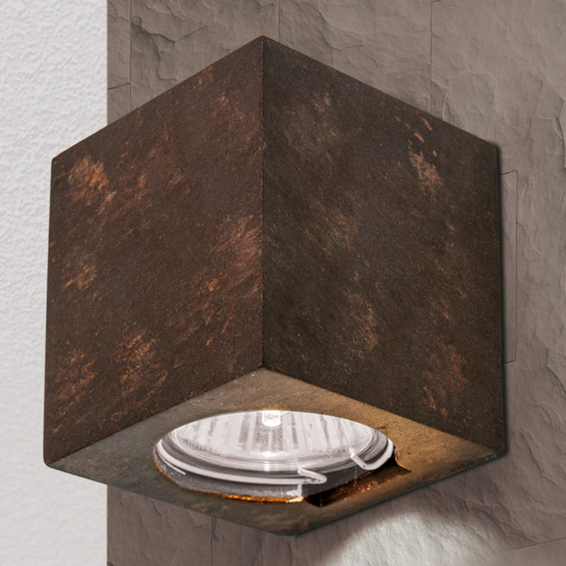 Applique murale Cube en céramique, rouille, hauteur 7,5 cm