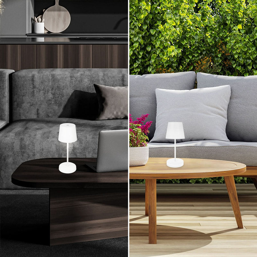 Lampe à poser d'extérieur LED rechargeable Piha, blanc, Ø 10,5 cm, IP44