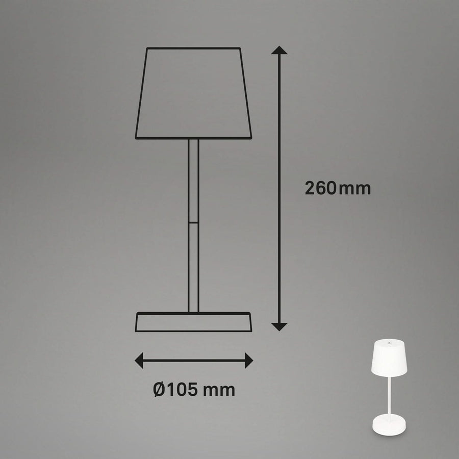 Lampe à poser d'extérieur LED rechargeable Piha, blanc, Ø 10,5 cm, IP44