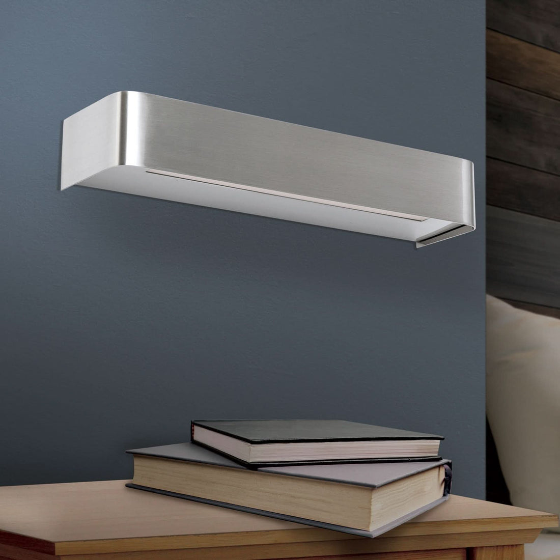 Applique murale LED Bernhard en métal, acier et blanc, hauteur 5 cm