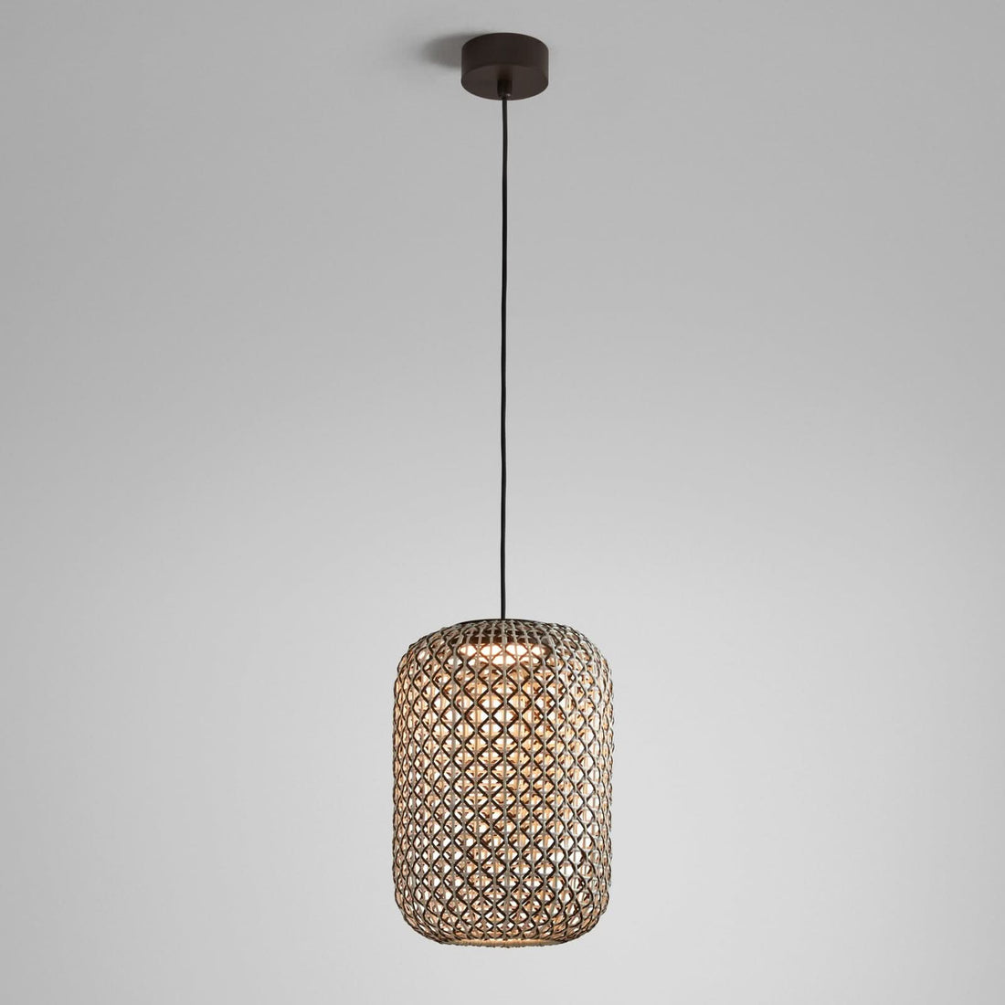 Suspension d'extérieur LED Nans S/31.2 en aluminium, graphite et marron, Ø 31,5 cm, IP54