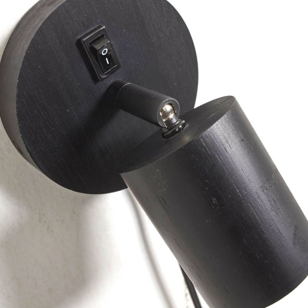 Applique murale Java en bambou, noir, hauteur 12 cm