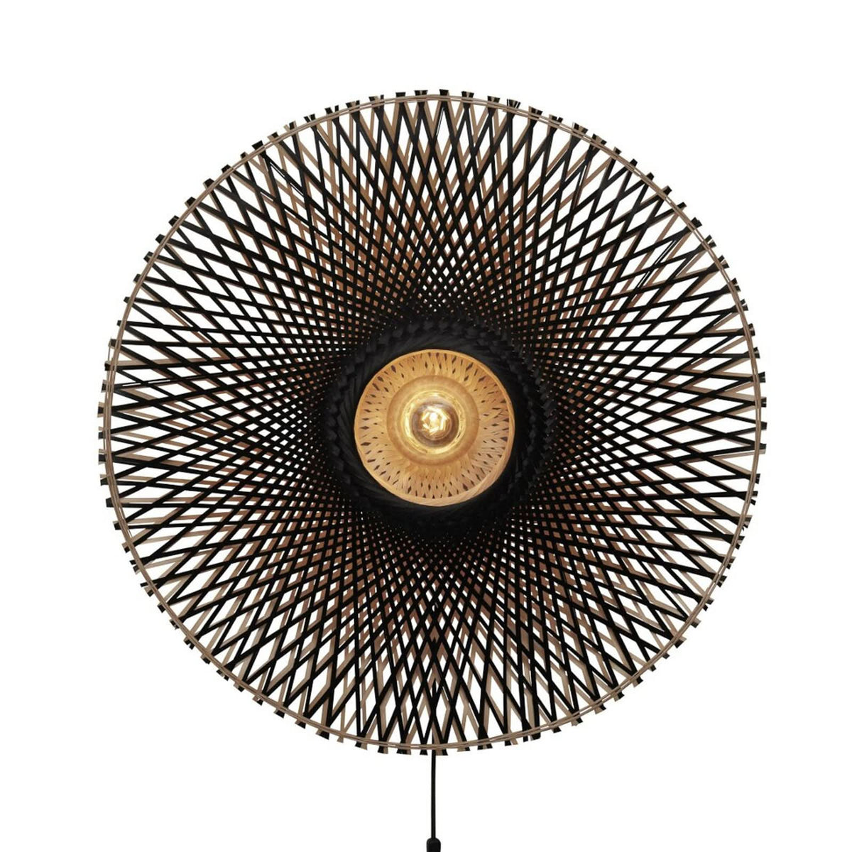 Applique murale Kalimantan Wand en bambou, noir et noir, Ø 87 cm