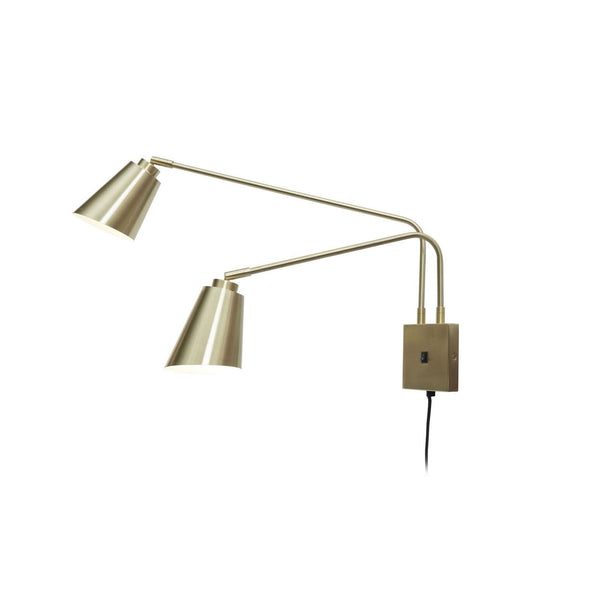 Applique murale Brême en métal, doré, 2 lumières, hauteur 45 cm