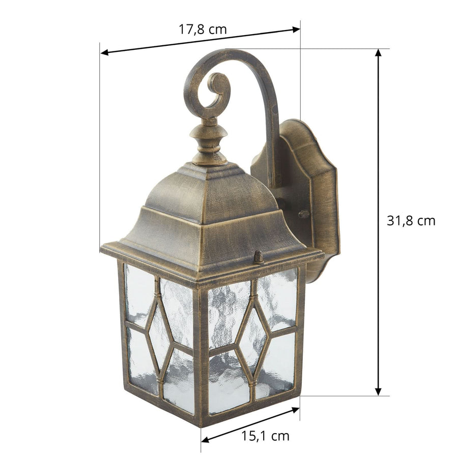 Applique murale Purnima en verre, laiton ancien brossé, hauteur 31,8 cm