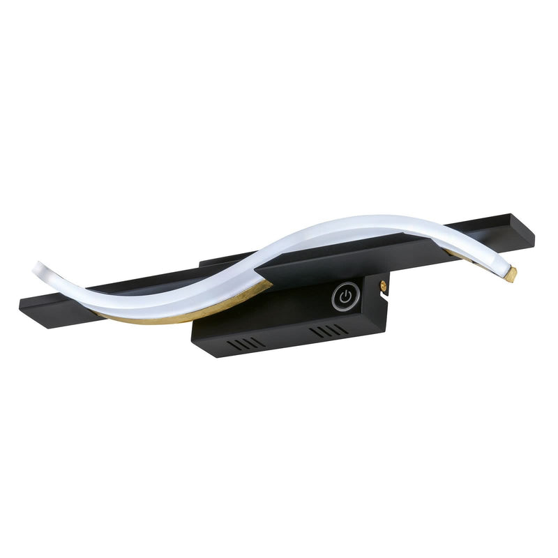 Applique murale LED Bridge Détecteur en métal, noir mat et feuille d'or, hauteur 6,5 cm