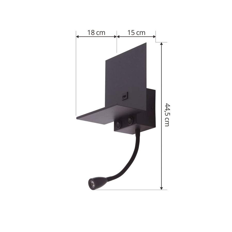 Applique murale en métal, noir, hauteur 45 cm