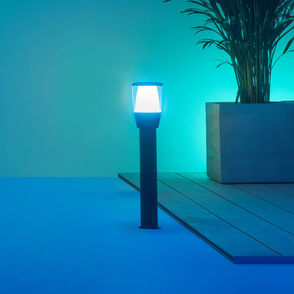 Borne lumineuse d'extérieur LED Elpas en aluminium, noir, Ø 10,9 cm, IP65, 4,8 W, hauteur 51,8 cm