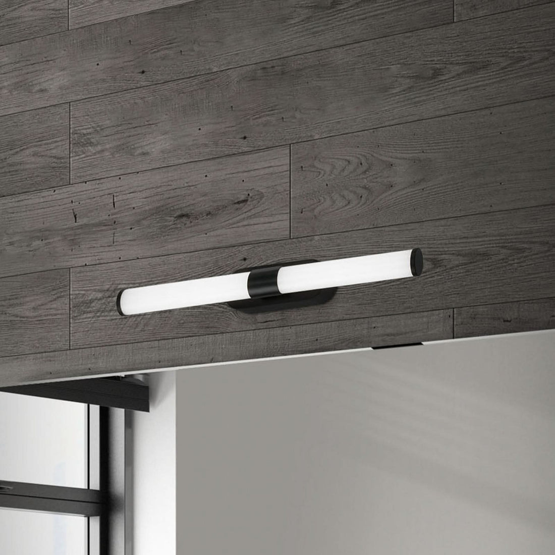 Applique murale Runt IP44, noir et blanc, hauteur 4,5 cm, IP44