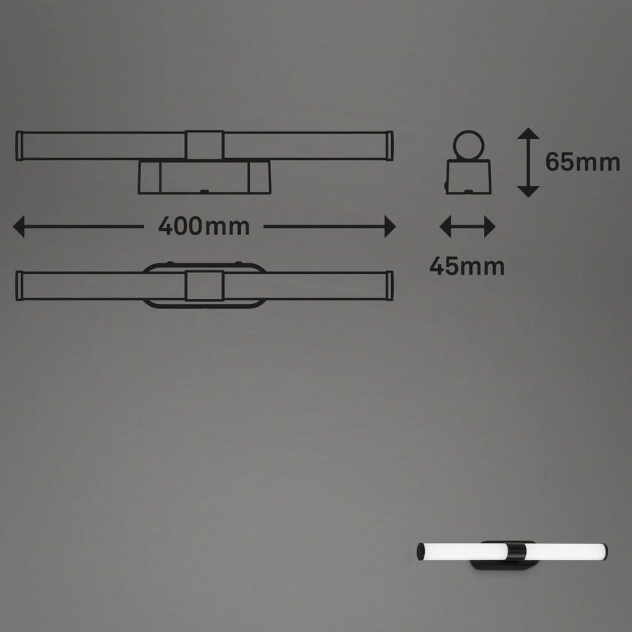 Schéma technique coté : longueur 400 mm, hauteur 65 mm, profondeur 45 mm.