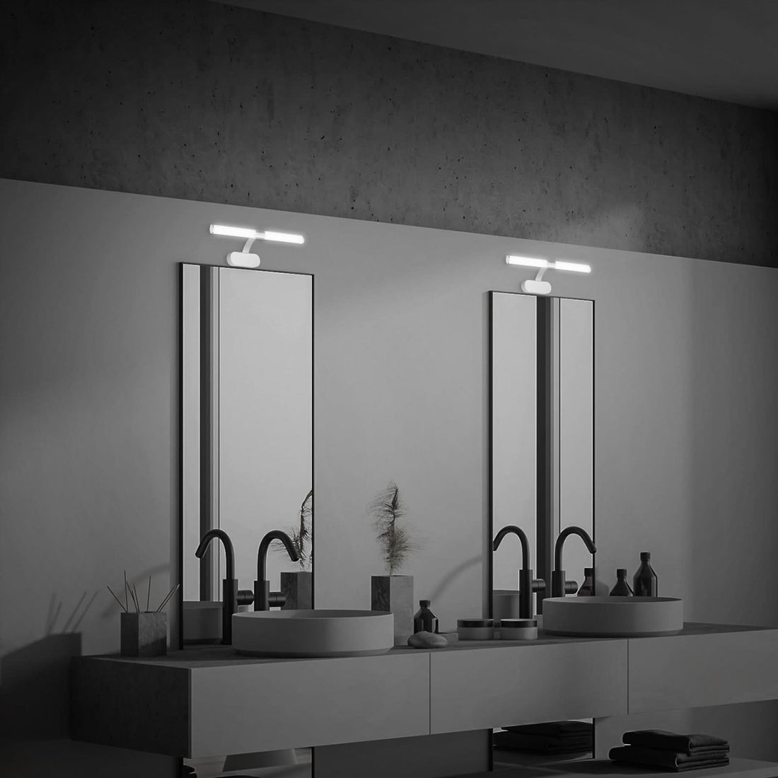 Applique murale LED Runt IP44, chromé mat, Ø 40 cm, IP44