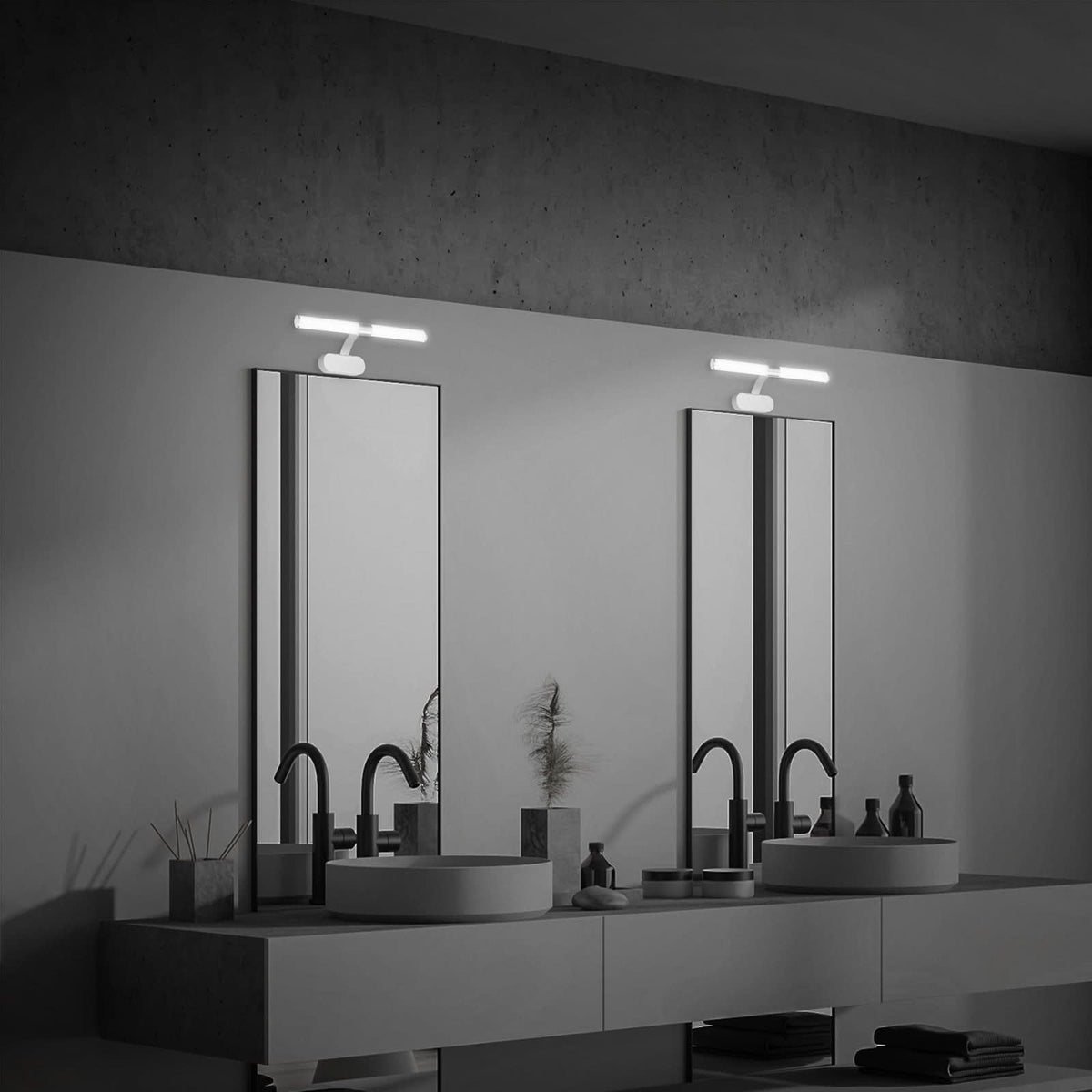 Applique murale LED Runt IP44, chromé mat, Ø 40 cm, IP44
