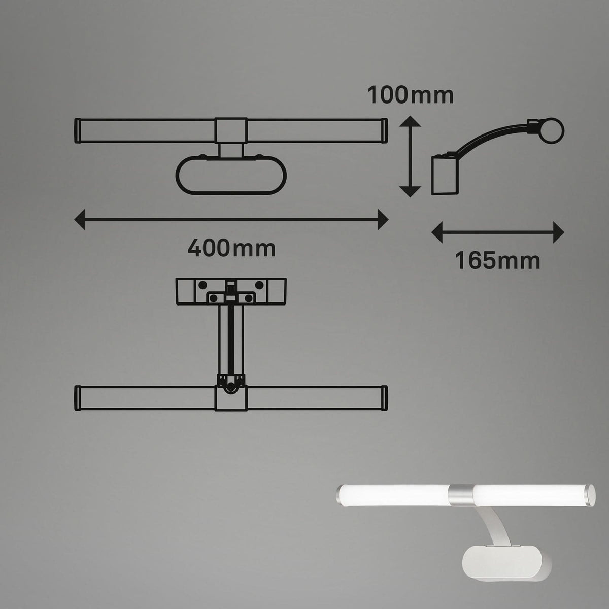 Applique murale LED Runt IP44, chromé mat, Ø 40 cm, IP44