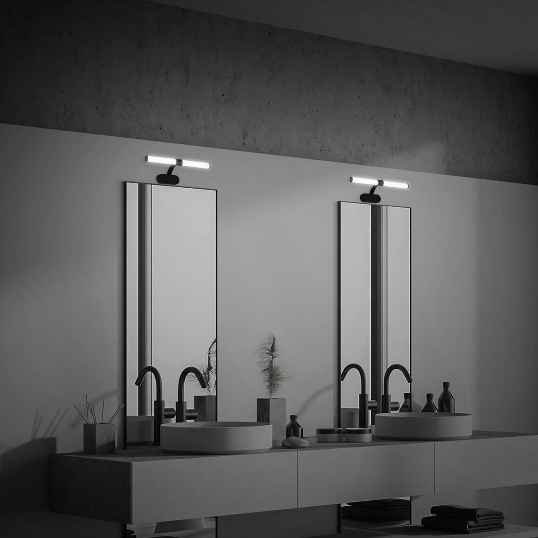 Applique murale LED Runt IP44, noir et blanc, Ø 40 cm, IP44