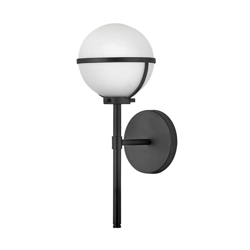 Applique murale Hollis en verre, noir, hauteur 40,3 cm, IP44
