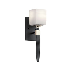 Applique murale Marette en verre, noir et blanc, hauteur 41,3 cm, IP44