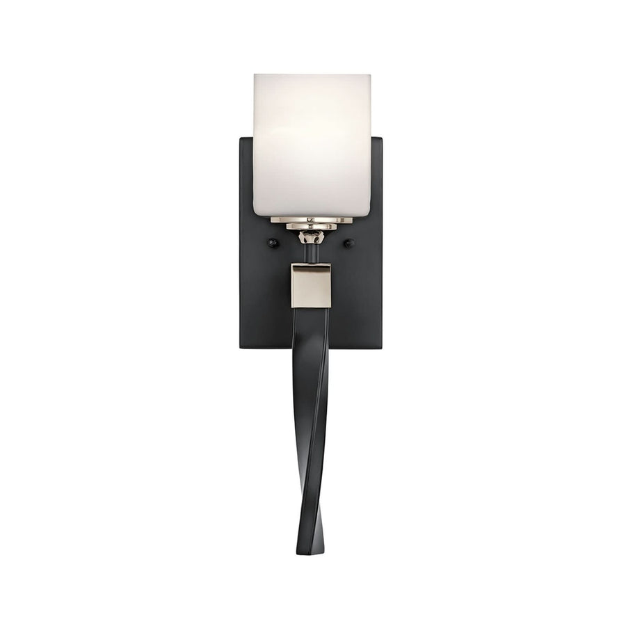 Applique murale Marette en verre, noir et blanc, hauteur 41,3 cm, IP44