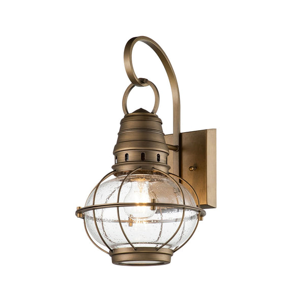 Applique d'extérieur Bridgeton en verre, laiton et transparent, Ø 22,8 cm, IP44
