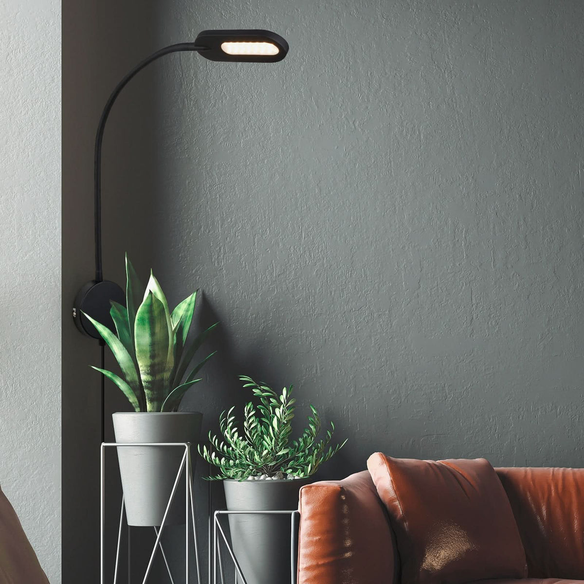 Applique murale LED 2177015 en métal, noir, hauteur 44,5 cm