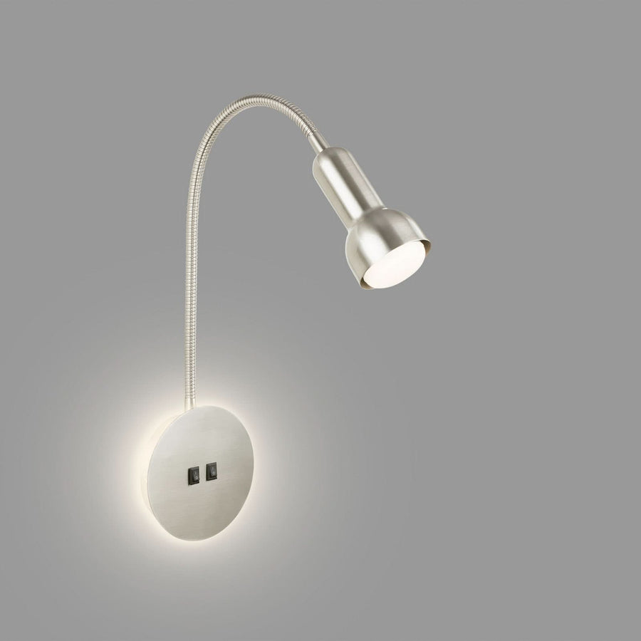 Applique murale 2178012 Double-Switch en métal, nickel mat, 2 lumières, hauteur 39 cm