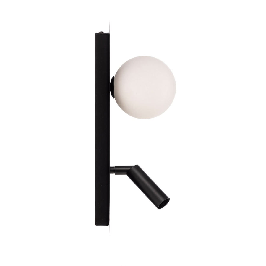 Applique murale Sirio en verre, blanc et noir, 2 lumières, hauteur 34 cm