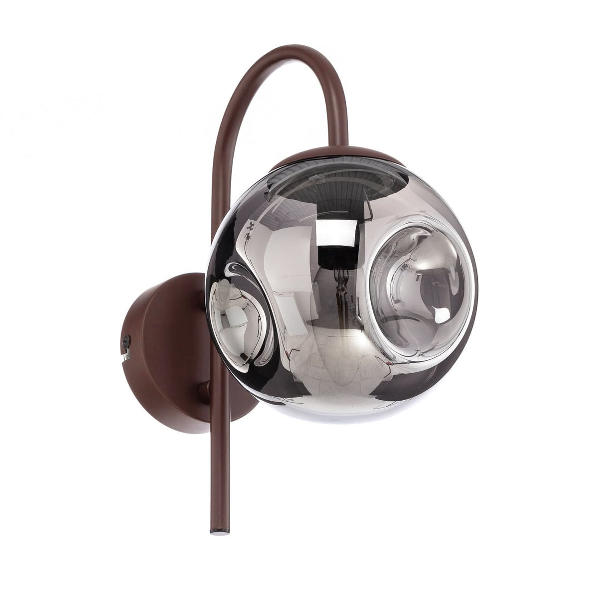 Applique murale Valentina en verre, gris fumée et marron, hauteur 28,6 cm