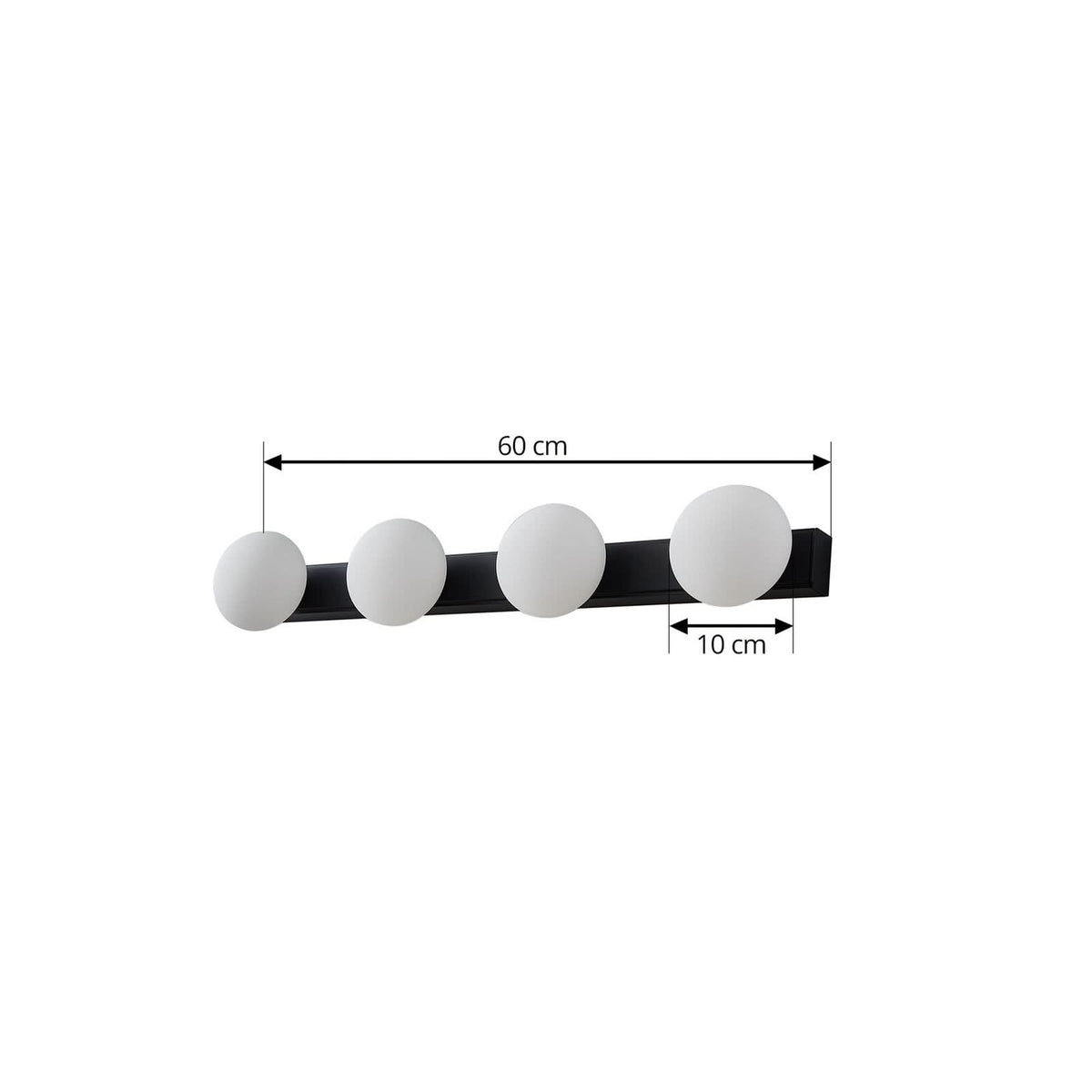Applique murale LED Myrra en verre, noir, hauteur 10 cm, IP44