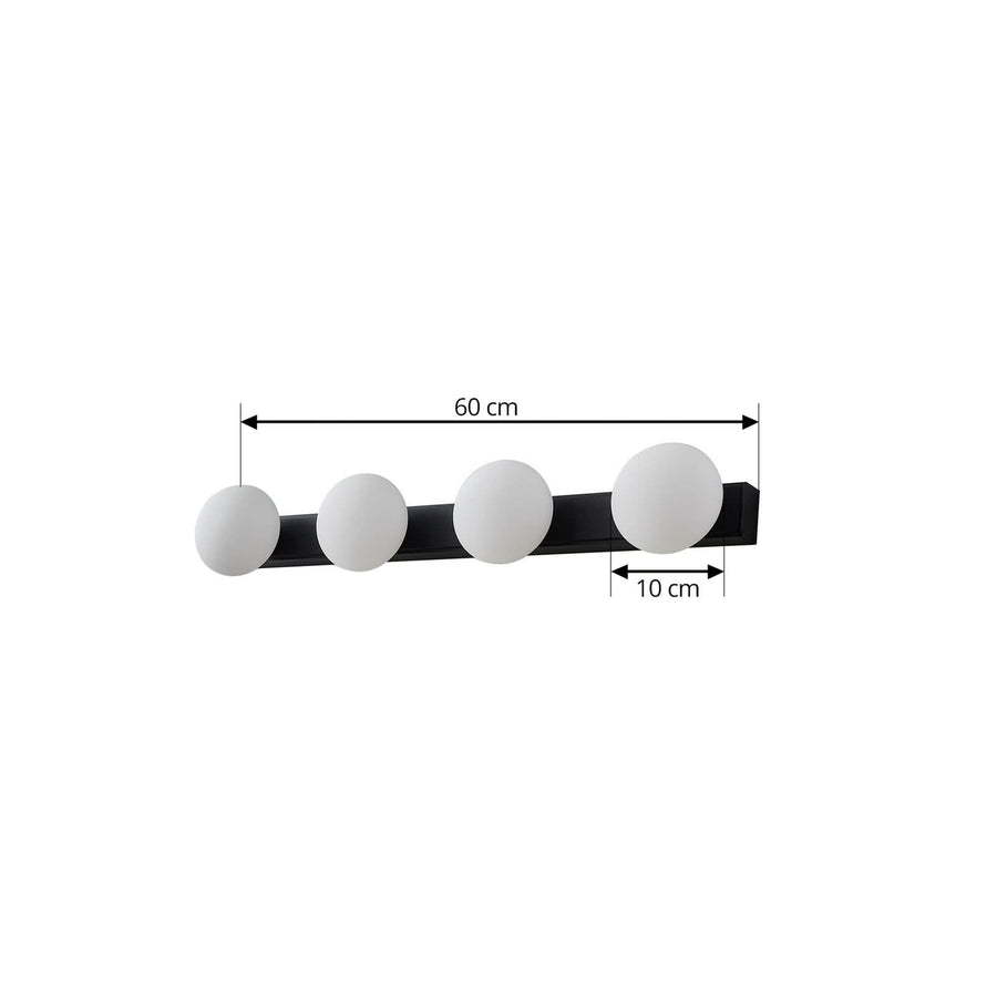Applique murale LED Myrra en verre, noir, hauteur 10 cm, IP44