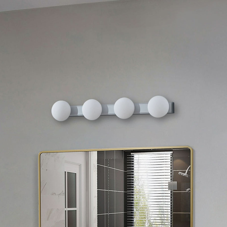 Applique murale LED en verre, chromé et blanc, hauteur 10 cm, IP44