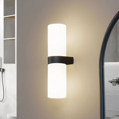 Applique murale Basolo en verre, noir et blanc, 2 lumières, hauteur 31,5 cm, IP44